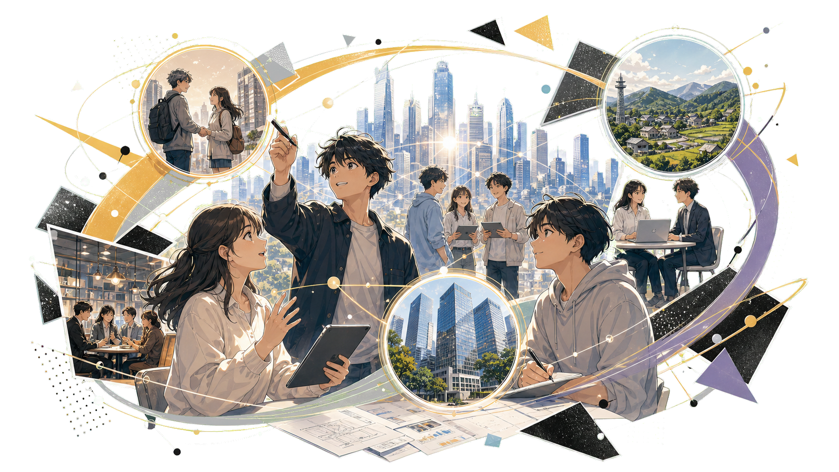 学生、企業、地域が連携するジダイノベーションのイメージ